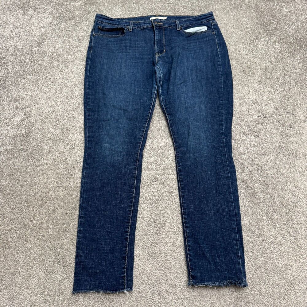 Levis 711 Skinny Denim Jeans Women 33 Blue Raw Hem Mid Rise Casual Stretch